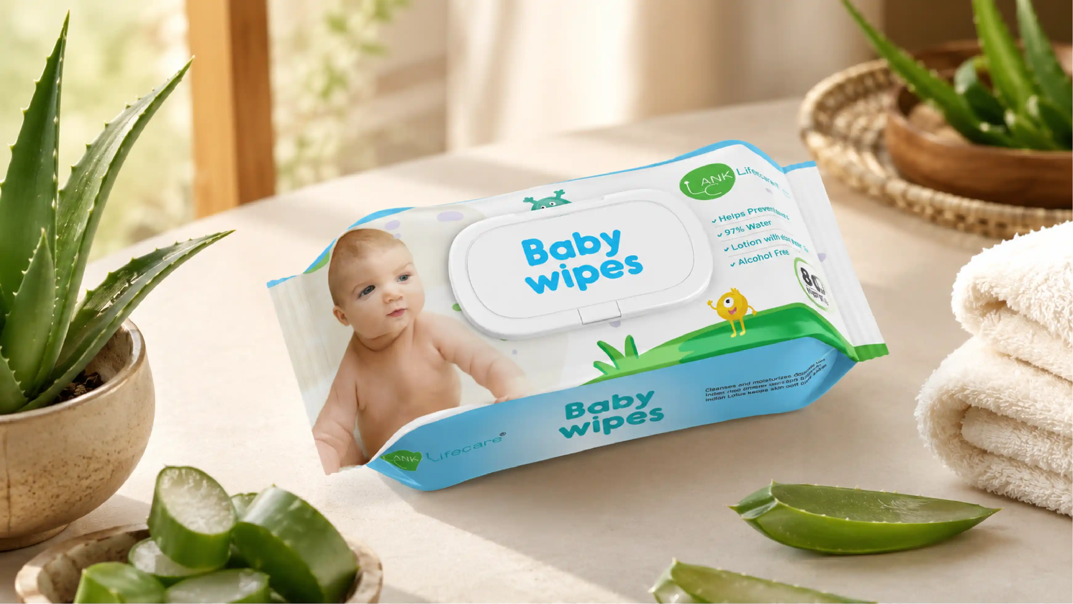 Indian aloe extract ingredient in baby wipes