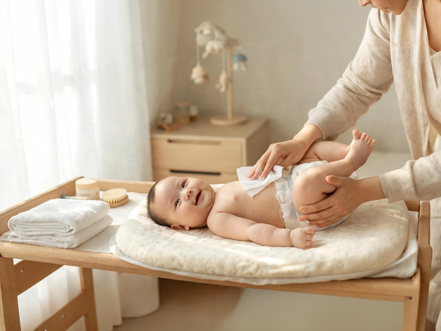 Baby wipe used during diaper change