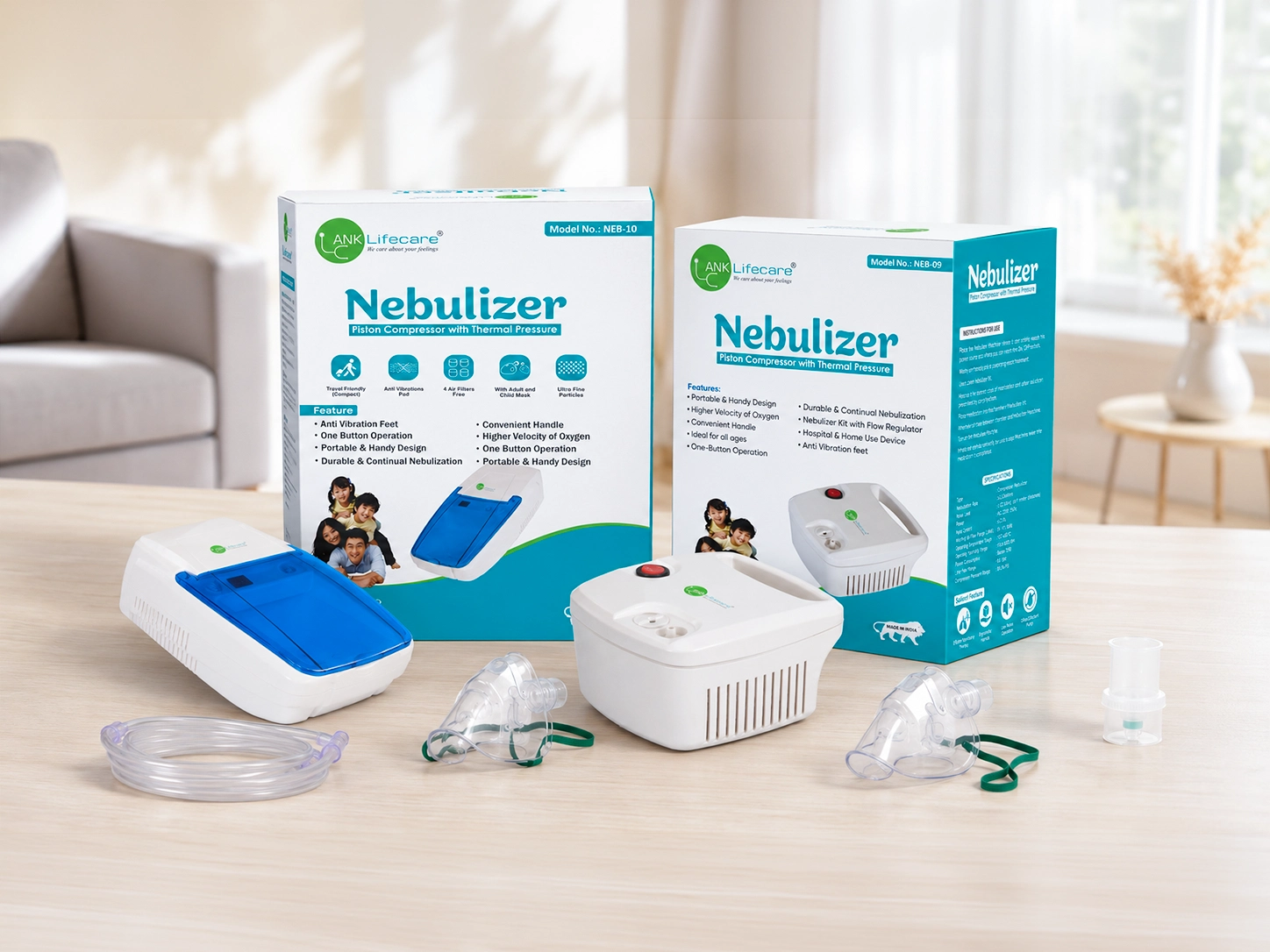 LifeCare piston-driven nebulizer for home respiratory care